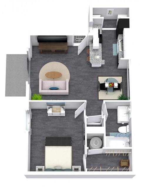 a floor plan of a house with a bedroom and a living room
